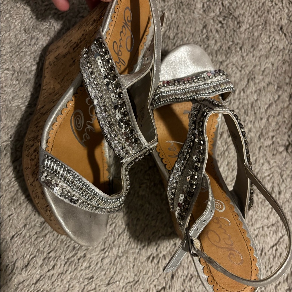 Silver Wedge Sandals